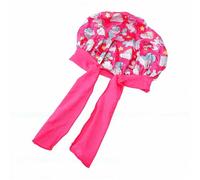Brrnoo Gorro para Dormir para Niños, Gorro de Satén para Niñas que Duermen con Lazos Anchos, 28cm de Diámetro para Protección del Cabello, Trenzas sin Frizz, Pelo Rizado (Rosa roja)