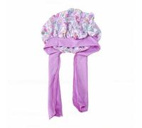Brrnoo Gorro para Dormir para Niños, Gorro de Satén para Niñas que Duermen con Lazos Anchos, 28cm de Diámetro para Protección del Cabello, Trenzas sin Frizz, Pelo Rizado (morado claro)