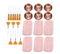 BRRNOO Juego de 24 Cuencos para Mezclar Mascarillas Faciales, Juego Profesional de Cuencos para Mascarillas de Acero Inoxidable con Cepillos y Diademas para Aplicación de Maquillaje y (Oro rosa)