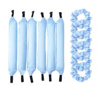 BRRNOO Juego de 6 Rodillos de Pelo Perezosos, Juego de Rizadores sin Calor, Rizadores para Dormir, Rizos de Salón sin Esfuerzo, Rodillos de Espuma con Botón Seguro, Tubos (con cintas para el cabello)