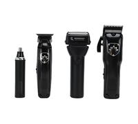 Brrnoo Juego de Cortapelos y Recortadora 4 en 1, Kit de Aseo Profesional con Cortador Afilado en Forma de T y Palanca Cónica Ajustable, para Hombres, Mujeres, Niños, Uso en Viajes en Casa (BLACK)