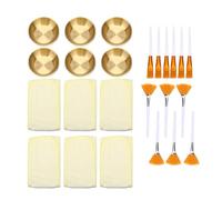Brrnoo Juego de Herramientas para Mezclar Mascarillas Faciales, 24 Uds., 6 Tazones de Acero Inoxidable, Diademas de Lana, Cepillos de Ventilador, Parte Superior Plana con Cepillo de (GOLD)