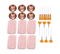 Brrnoo Juego de Herramientas para Mezclar Mascarillas Faciales, 24 Uds., 6 Tazones de Acero Inoxidable, Diademas de Lana, Cepillos de Ventilador, Parte Superior Plana con Cepillo de (Oro rosa)