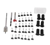 Brrnoo Kit de Enrutamiento de Cables, Kit de Paso de Cables de Pared con Ojales de Silicona, Brocas y Clips para, de Instalación para una Gestión Limpia de de Pared (Black)