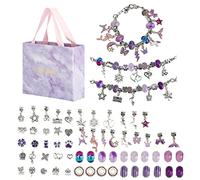 Brrnoo Kit de Fabricación de Pulseras DIY para Niñas de 6 a 12 Años con 3 Pulseras, Cuentas de 20 Piezas y Colgantes, Cadena de Serpiente Ajustable, Caja de, Bolsas de Hilo (#3)