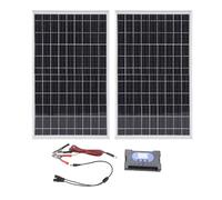 Brrnoo Kit de Panel Solar de 100 W con Controlador de Carga Rápida de 100 A, Cargador de Panel Solar Monocristalino de 2 Piezas de 10 W para Aplicaciones Fuera de la Red de Carava