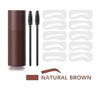 BRRNOO Kit de Sello de Cejas, 10 Plantillas, 2 Cepillos, Polvo de Maquillaje de Cejas Duradero a Prueba de Sudor, para Cejas Simétricas y Hermosas con Formas (BROWN)