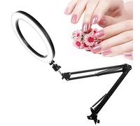 Brrnoo Lámpara de tatuaje, anillo de luz LED con atenuación de brazo oscilante, anillo de reemplazo de cabeza de lámpara de escritorio de 3 colores, para luz de estudio, tatuaje, manicura, belleza