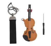Brrnoo Llavero de Violín de Cuero PU, Llavero de Instrumento Musical Elegante Vintage en Miniatura con Gancho de Metal para Regalo para Amantes de la Música (Brown)