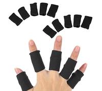 Brrnoo Mangas elásticas de protección de los dedos, ayuda al deporte de la artritis, para baloncesto, fútbol, bádminton, béisbol, deportes al aire libre 10PCS, Protector para dedos (negro)