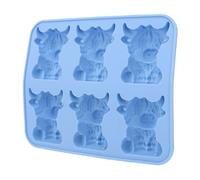 Brrnoo Mini Bandeja de Hielo Highland de 6 Cavidades, Molde de Cubitos de Hielo de Vaca 3D Reutilizable de Silicona con Forma Detallada de Vaca para Whisky, Cóctel, Cerveza, Gelat