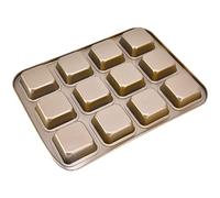 Brrnoo Mini Moldes para Hornear Pan, Molde Divisor de Brownie, Utensilios para Hornear de Magdalenas de Acero Al Carbono de 12 Cavidades para (Molde para hornear cuadrado dorado extra grueso de 12