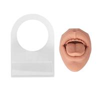 BRRNOO Modelo de Boca, Perforación de Frenillo de Lengua, Boca Falsa con Soporte Acrílico de Silicona para Exhibición de Joyería de Labios y Lengua (Rubio Carne)