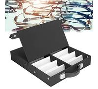 Brrnoo Organizador Gafas de Sol, Vitrina de Gafas de 12 Rejillas, Caja de Presentación de Gafas Portátil Profesional, Organizador de Caja de Almacenamiento de Gafas de Sol para Hombres y Mujeres