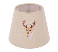 BRRNOO Pantalla de Lámpara Vintage Rústica de Lino, Pantalla de Lámpara de Granja con Estampado Animal Bordado, E27 E14 17x11x13 Cm con Anillo Adaptador Blanco para Mesa (Cierva)