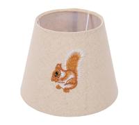 BRRNOO Pantalla de Lámpara Vintage Rústica de Lino, Pantalla de Lámpara de Granja con Estampado Animal Bordado, E27 E14 17x11x13 Cm con Anillo Adaptador Blanco para Mesa (ardilla)
