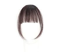 BRRNOO Pein-on Hair Bang Air Fringe Bang con Pelos en la Templo Centro Cosido a Mano en Extensiones de Cabello Piece con en Diseño para Festivales de Fiestas de Vestir Diario (Marron oscuro)