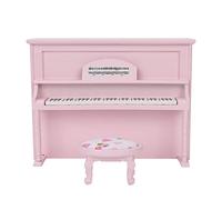 BRRNOO Piano, Cosas en Miniatura, Piano de Juguete, Vertical, Modelo 1:12, Accesorios para Casa de Muñecas, Juguete con Taburete, Muebles de Simulación (Pink)