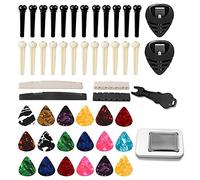 Brrnoo Piezas de Guitarra Acústica, Accesorio de Guitarra Acústica Tuerca de Puente de Folk Pasadores de Puente de Folk Púas de Celuloide de