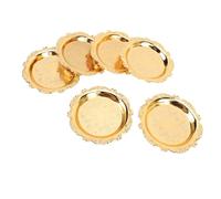 Brrnoo Plato de Aperitivo de Metal Tallado a Mano, Platos Pequeños Decorativos Dorados para Reuniones de Fiestas, Aleación de Zinc, 9 Cm, Juego de 6 Piezas