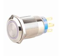 BRRNOO Pulsador de Cierre Automático de Acero Inoxidable, 19 Mm, 12 V, con LED para Aplicaciones en Exteriores (WHITE)