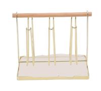 Brrnoo Rejilla para Secar Tazas Portavasos de Metal con 6 Ganchos para Tazas Vasos con Bandeja de Agua de Madera de Haya de Hierro para Almacenamiento en la Encimera de la Cocina