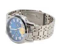 Brrnoo Reloj Analógico de Cuarzo para Hombre, Reloj de Pulsera Cronógrafo de Negocios de Acero Inoxidable con Batería SR626SW para Regalos, Exterior, Interior, Informal (Cara Azul de Concha Plateada)
