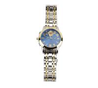 Brrnoo Reloj Analógico de Cuarzo para Hombre, Reloj de Pulsera Cronógrafo de Negocios de Acero Inoxidable con Batería SR626SW para Regalos, Exterior, Interior, Informal (Cara Azul Concha Dorada)