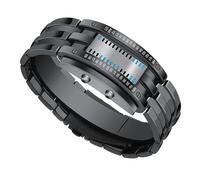 Brrnoo Reloj Binario Digital para Hombre Dirigido por la Luz de Fondo Azul con Movimiento de Cuarzo Japonés, Resistente Al Agua de hasta 50 Metros, Diseño de Reloj de Pulsera de Moda (Tamaño Negro