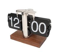 Brrnoo Reloj con Tapa, Reloj de Decoración Vintage, Mecánico con Giro Automático, de Mesa de Escritorio con Tapa Automática para el Hogar, Oficina, Escuela, Hotel, Cafetería (Acero Inoxidable Negro)