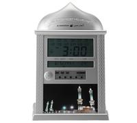Brrnoo Reloj de Athan, Reloj de Adhan para Casa de Oración Musulmana Reloj Digital Azan Mosque Mosque Reloj Reloj de Oración para Decoración de la Oficina en Casa, 13.0x8.0in (Silver)