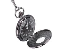 Brrnoo Reloj de Bolsillo de Cuarzo de Acero Vintage, Colgante de Collar de Reloj de Bolsillo de Aleación Analógica de Cuarzo Clásico con Cadena, Reloj de Bolsillo Fob Clásico