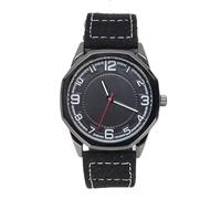 Brrnoo Reloj de Cuarzo Reloj Minimalista Retro con Esfera Transparente Manecillas Atrevidas Correa de Cuero Suave A Prueba de Salpicaduras para Hombres Regalo de Uso Diario (Black)