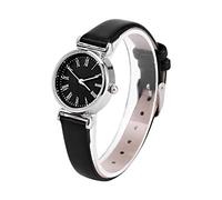 Brrnoo Reloj de Mujer Elegante Reloj de Pulsera Cuero Retro con Diseño Compacto y Minimalista Esfera y Correa Negras