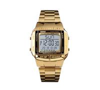 Brrnoo Reloj Digital Analógico de Hombres, Reloj de Pulsera de Deportes Casual de Moda, 2 Veces 5 Alarma, Correa de Acero Inoxidable de 3atm, Relojes Multifuncionales de (Gold)