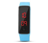 Brrnoo Reloj Digital con Pantalla LED, Reloj Deportivo Electrónico con Esfera de 12 Horas, Calendario y Apagado Automático de Pantalla para Hombres y Mujeres, Ideal para Correr (Azul Claro)
