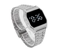Brrnoo Reloj LED, Cronómetro Deportivo Digital Electrónico Multifunción, para Estudiante Tetragonum Reloj Deportivo Digital con Cierre Plegable Temporización de Alarma Función de Luz Nocturna(Plata)