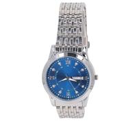 Brrnoo Reloj para Hombre de Negocios,Reloj de Pulsera para Hombre Moda Azul Rhinestone Decoración Esfera Correa de Aleación de Plata Manecillas Luminosas Reloj de Cuarzo Fecha Analógico