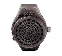 Brrnoo Reloj, Reloj de Dedo con Tapa Abatible, de Cuarzo, de Dedo, de Cuarzo de Vintage para Hombres ((Black)