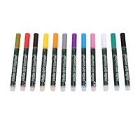 BRRNOO Rotuladores para Decoración de Uñas, Marcadores de Punta Fina para Diseños Intrincados con Tinta Suave, Resistente Al Agua y Al Calor, 12 Unidades, para Profesionales
