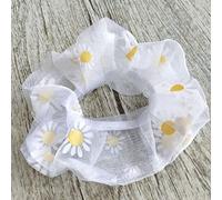 BRRNOO Scrunchies de Cabello Gasza Suave Elástica Patrón de Margarita Gran Intestino Cabello Accesorios para el Cabello para Mujeres Pitidos de de Cabello de Niña (WHITE)