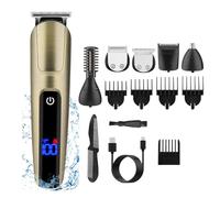 BRRNOO Set de la Cortaínea para el Cabello para Hombres, Kit de Corte de Cortador de Cabello con Barba de Cabello Eléctrico para el Cabello, Recargable USB Totalmente Lavable con Guía
