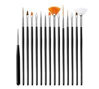 Brrnoo Set de Pinceles para Nail Art, Herramientas de Manicura para Dibujar y Pintar Uñas, 15 Piezas con Antideslizante Tipo Bolígrafo para Decoración de (15 paquetes de bolígrafos de colores con