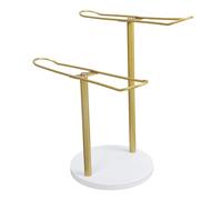 Brrnoo Soporte de Exhibición de Aro para el Cabello de Metal, Organizador de Soporte para Diadema con Base de Madera Maciza para Accesorios para el Cabello, Almacenamiento de Joyas (Doble capa)