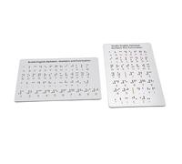 BRRNOO Tablero del Alfabeto Braille Paquete de 2 Puntos Elevados Herramienta de Aprendizaje Braille con Letras Grabadas con Láser Números Puntuación para Principiantes con Discapacidad
