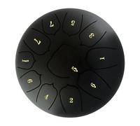 Brrnoo Tambor de Lengua de Acero de 6 Pulgadas 11 Notas Tambor de Handpan con Tambores de Mazo Percusiones para el Mazo para la Meditación Yoga (BLACK)