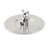 Brrnoo Tapa para Taza de Oso, de Acero Inoxidable, a Prueba de Polvo, Diseño Creativo de Oso con Bordes Redondeados, Tapa Artística Brillante para Taza de Cerámica de vidrio. (SILVER)