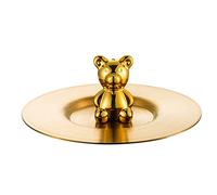 Brrnoo Tapa para Taza de Oso, de Acero Inoxidable, a Prueba de Polvo, Diseño Creativo de Oso con Bordes Redondeados, Tapa Artística Brillante para Taza de Cerámica de vidrio. (GOLD)