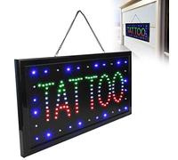Brrnoo Tattoo Shop LED Sign, Tattoo Shop LED Neon Signs, Tattoo Piercing Store Open Sign con Accesorios de Cadena