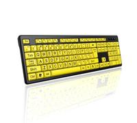 Brrnoo Teclado con Cable de Letra Grande para Usuarios Mayores: Teclado Amarillo Teclado de Computadora USB con Alto Contraste, Escritura Silenciosa, Diseño a Prueba de Salpicaduras